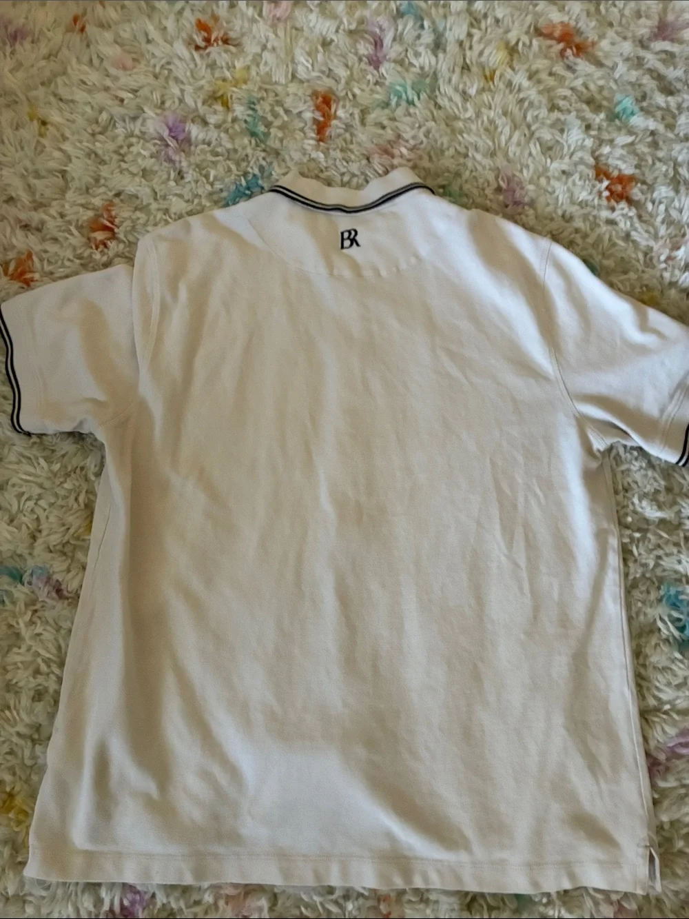 Banana Republic White Short-Sleeve Button-Down Shirt with Black Trim